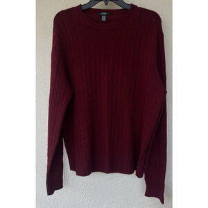 J Crew Sweater Men’s M Wine Red Cable Knit Wool Blend Grandpa Preppy Old Money